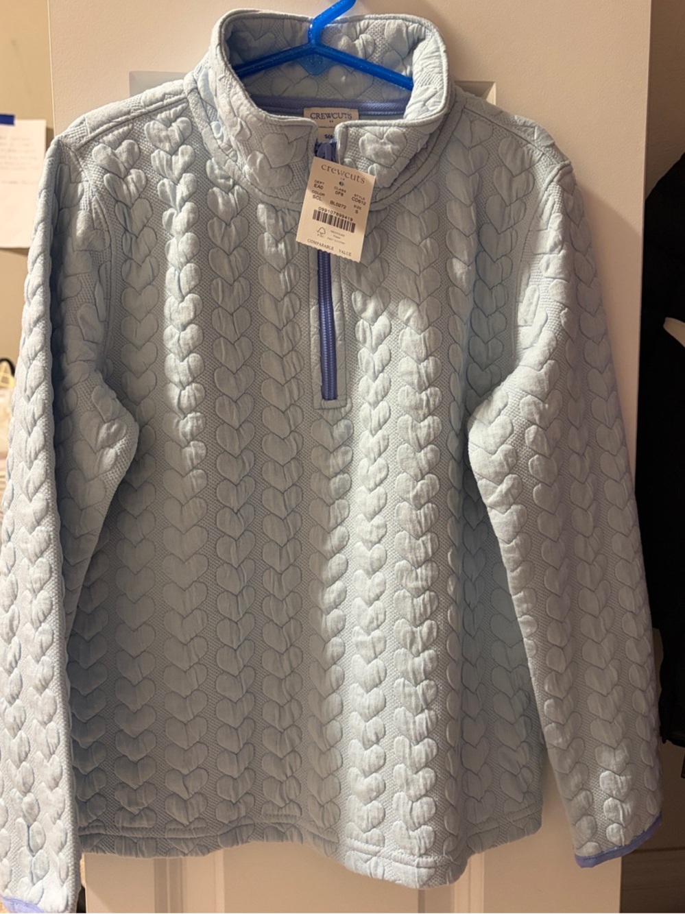 Crewcuts Light Blue Cable-Knit Quarter-Zip Pullover